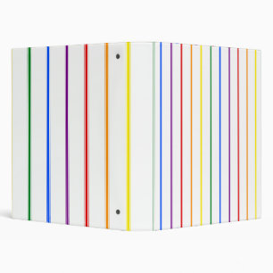LGBTQIA Gay Pride 6 Stripe Rainbow Ticking Stripe Binder