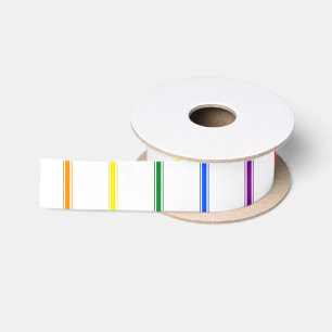 LGBTQIA Gay Pride 6 Stripe Rainbow Ticking Stripe Satin Ribbon