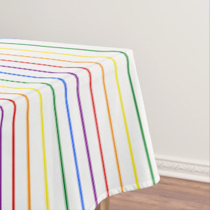 LGBTQIA Gay Pride 6 Stripe Rainbow Ticking Stripe Tablecloth