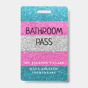 LGBTQIA Glitter Back To School Bathroom Hall Pass Badge