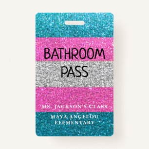 LGBTQIA Glitter Back To School Bathroom Hall Pass Badge