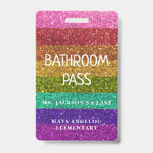 LGBTQIA Glitter Back To School Bathroom Hall Pass Badge