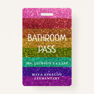 LGBTQIA Glitter Back To School Bathroom Hall Pass Badge