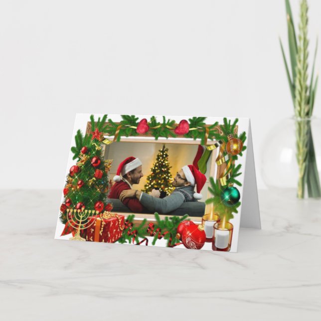 LGBTQIA+ Happy Holidays Subtle image-text Custom Card (Front)