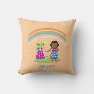 LGBTQIA LOVE is LOVE, Rainbow Flag Heart Throw Pillow