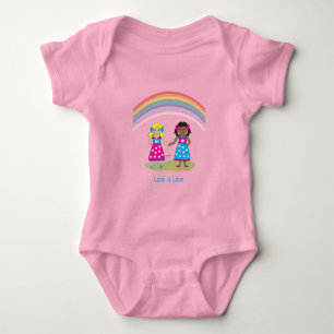 LGBTQIA Love is LOVE Rainbow Heart Pride Baby Bodysuit