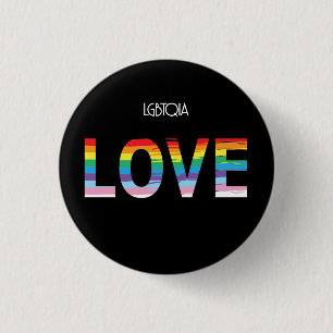 LGBTQIA LOVE, Pride Rainbow Flag Cool 1 Inch Round Button