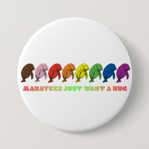 LGBTQIA+ Manatees just want a hug 3 Inch Round Button