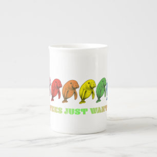 LGBTQIA+ Manatees just want a hug Bone China Mug