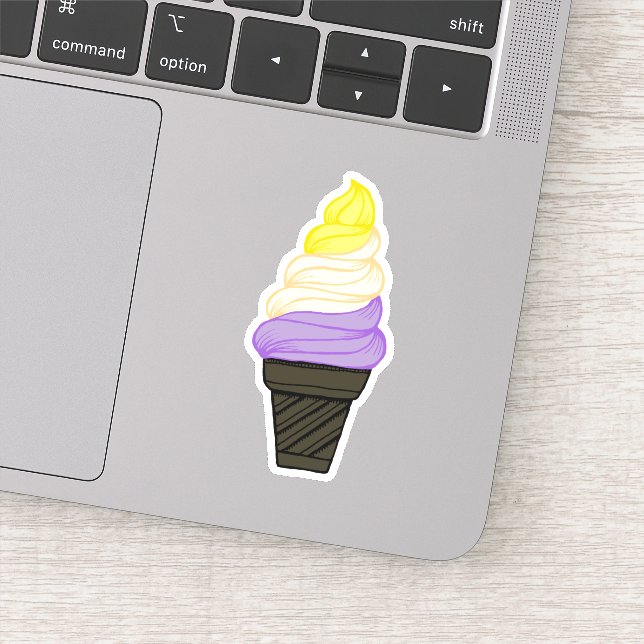 LGBTQIA+ Nonbinary Pride Soft Serve Ice Cream Cone (Detail)