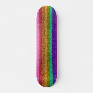 LGBTQIA Pride Flag Glitter Rainbow Glitter Stripes Skateboard