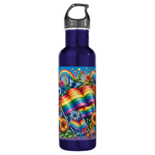 LGBTQIA+ Pride Flags, Rainbows, Flowers 710 Ml Water Bottle