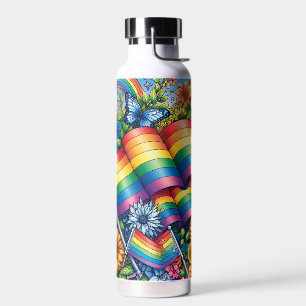 LGBTQIA+ Pride Flags, Rainbows, Flowers Water Bottle