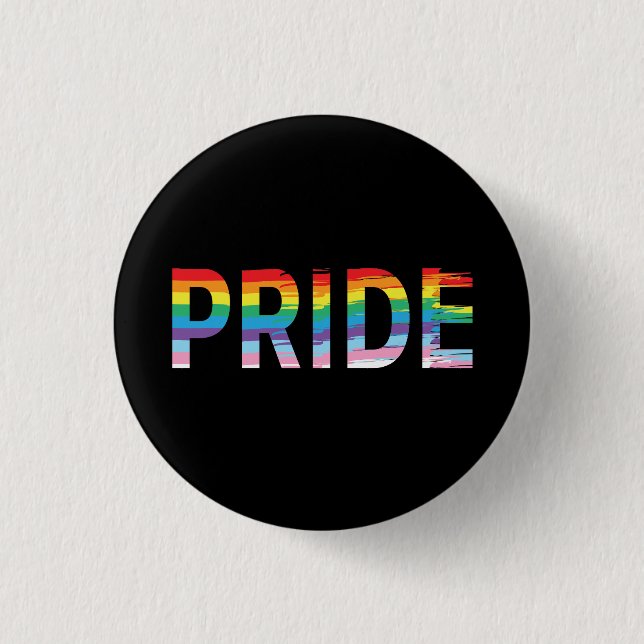 LGBTQIA Pride Month Rainbow Support 1 Inch Round Button (Front)