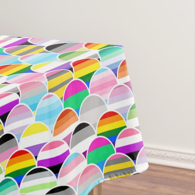 LGBTQIA+ Queer Scalloped Pride Flag Fans Tablecloth (In Situ)