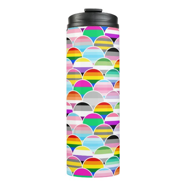 LGBTQIA+ Queer Scalloped Pride Flag Fans Thermal Tumbler (Front)