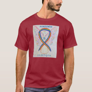 LGBTQIA Rainbow Awareness Ribbon Angel T-Shirt