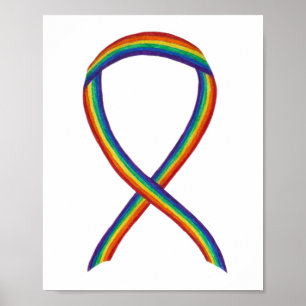 LGBTQIA Rainbow Awareness Ribbon Poster Art Print