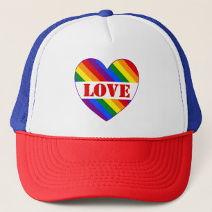 LGBTQIA+ Rainbow Flag Love Heart for Pride Month Trucker Hat