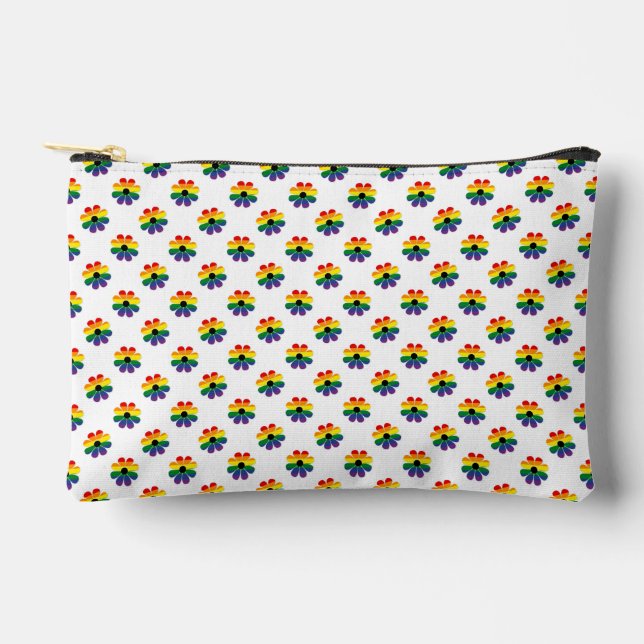 LGBTQIA+ Rainbow Pride Flag Flower Pattern  Accessory Pouch (Front)