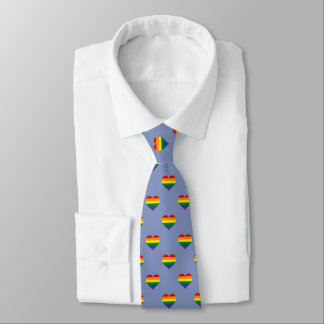 LGBTQIA+ Rainbow Pride Flag Hearts Pattern  Tie