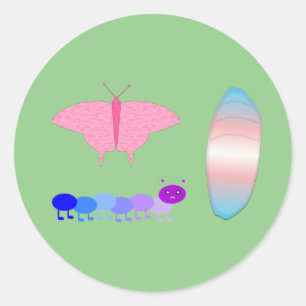 LGBTQIA Transgender Pride Caterpillar to Butterfly Classic Round Sticker