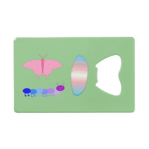 LGBTQIA Transgender Pride Caterpillar to Butterfly Credit Card Bottle Opener