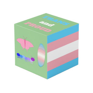 LGBTQIA Transgender Pride Caterpillar to Butterfly Cube