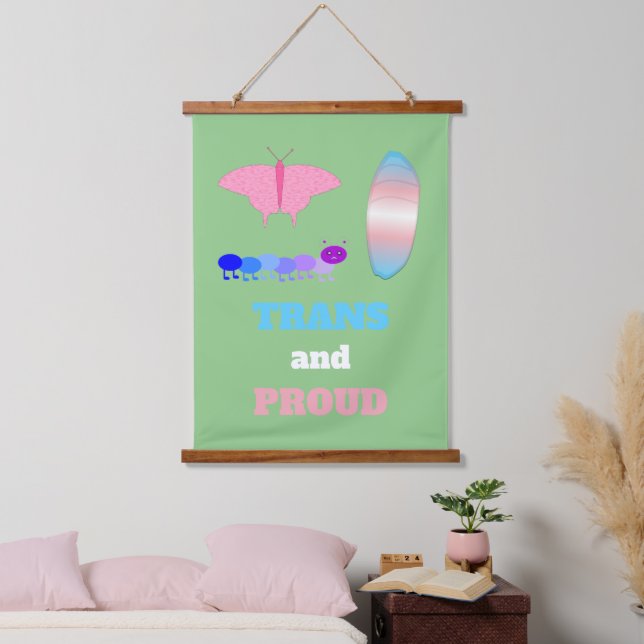 LGBTQIA Transgender Pride Caterpillar to Butterfly Hanging Tapestry (Bedroom)