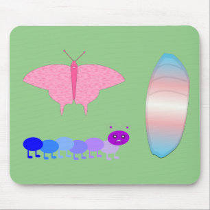 LGBTQIA Transgender Pride Caterpillar to Butterfly Mouse Pad