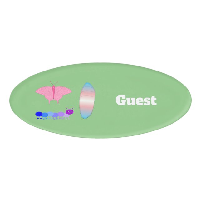 LGBTQIA Transgender Pride Caterpillar to Butterfly Name Tag (Front)
