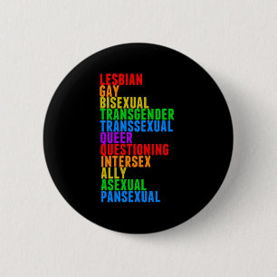 LGBTQQIAAP Gay Pride Rainbow 2 Inch Round Button