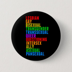 LGBTTQQIAAP Pride Rainbow Acrostic Diversity Queer 2 Inch Round Button