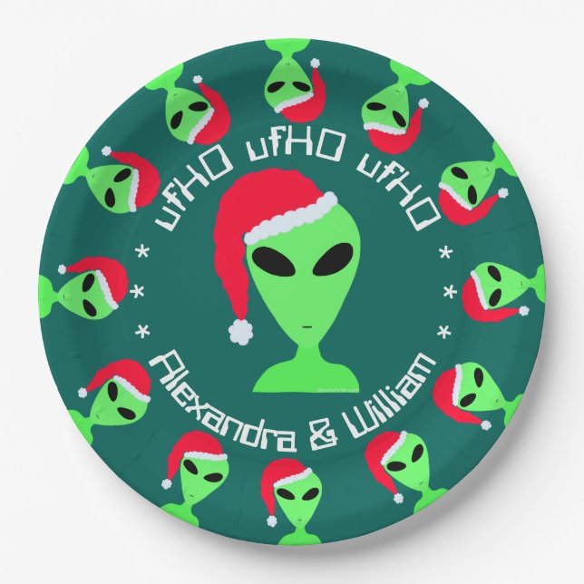 LGM In A Santa Hat Personalized Christmas Party Paper Plate (Front)