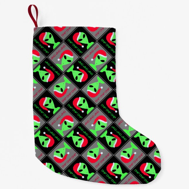 LGM In A Santa Hat Small Funny Christmas Pattern Stocking (Front)