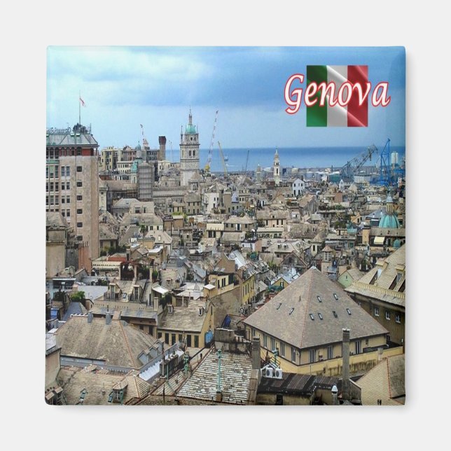 LGR156 GENOA Cityscape, Italy, Fridge Magnet (Front)