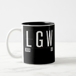LGW - London Gatwick UK Airport Code Two-Tone Coffee Mug