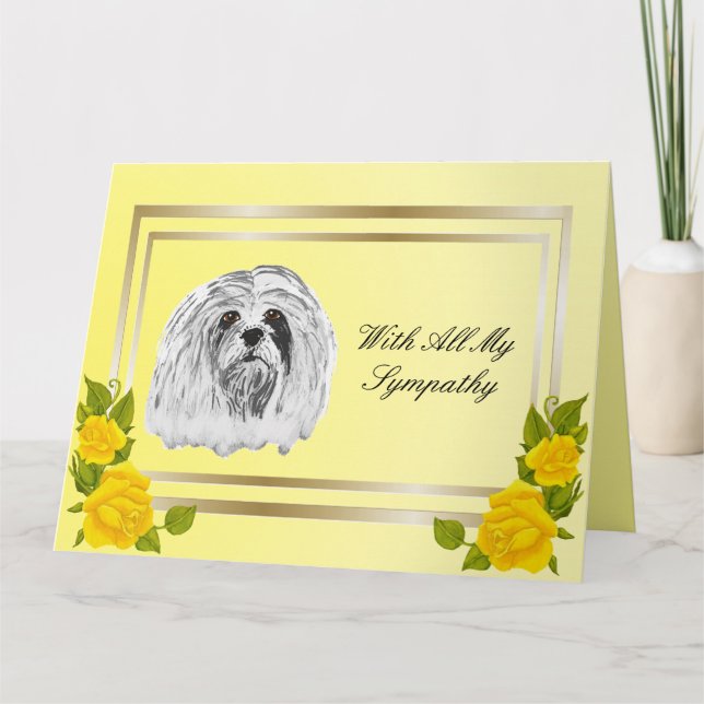 Lhasa Apso and Yellow Roses Pet Loss Card (Front)