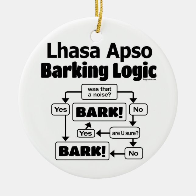 Lhasa Apso Barking Logic Ceramic Ornament (Front)
