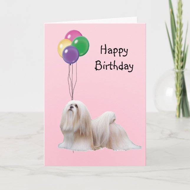 Lhasa Apso, Birthday Balloons Card (Front)