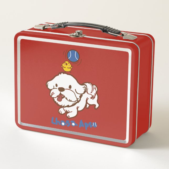 Lhasa apso bubu and little chicken guagua metal lunch box (Front)