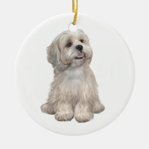 Lhasa Apso (C) - Light gold Ceramic Ornament