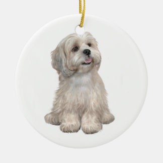 Lhasa Apso (C) - Light gold Ceramic Ornament