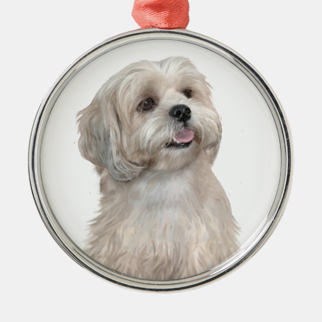 Lhasa Apso (C) - Light gold Metal Ornament (Front)