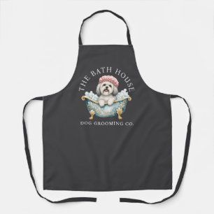 Lhasa Apso Charcoal Dog Grooming Apron   Deluxe
