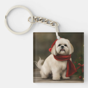Lhasa Apso Chien dans Noël de neige