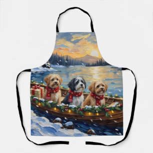 Lhasa Apso Christmas Boat Holiday Apron