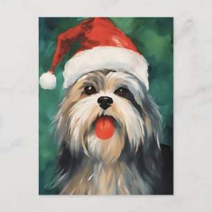 Lhasa Apso Christmas brush painting artwork Postcard