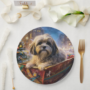 Lhasa Apso Christmas Festive Season  Paper Plate