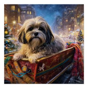 Lhasa Apso Christmas Festive Season  Poster